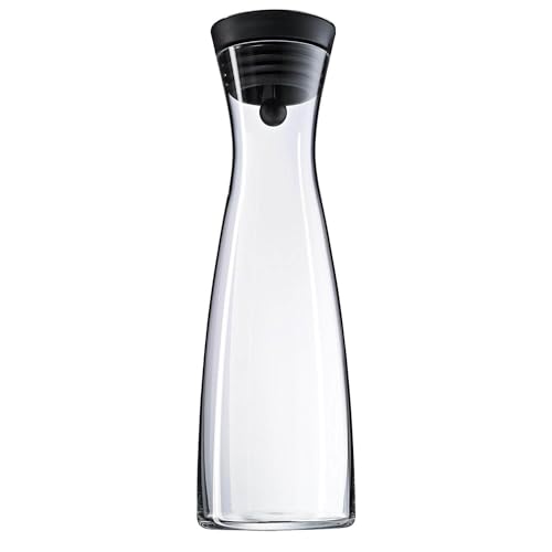 WMF Basic - Botella de Agua de Cristal 1,5L, Sistema Close Up, Altura 32,7 cm, Anchura 11,3 cm, Sin Accesorios, Negro