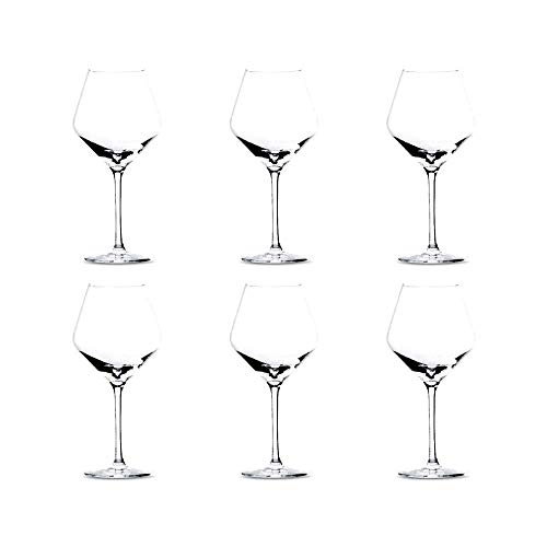 summa - Copas de vino tinto. Set de 6 unidades. 550ml/55cl | Cristal, alta transparencia y borde fino | Uso en casa, restaurante y fiestas |