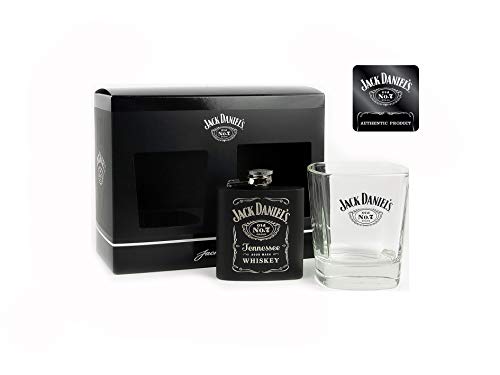 Jack Daniels Old No. 7, Vidrio, Vaso y petaca, Tumbler & Hip Flask