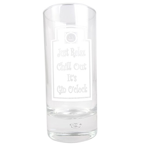 'Just Relax, Chill Out, It's Gin O' Clock' 10 oz Base de burbuja Hi-Ball Glass