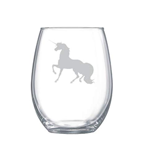 XJJ88 Unicorn - Copas de vino grabadas con unicornio, cristal grabado de unicornio, regalo para ella, copa de vino personalizada, vidrio personalizado, vidrio, Cristal único., coffee mug