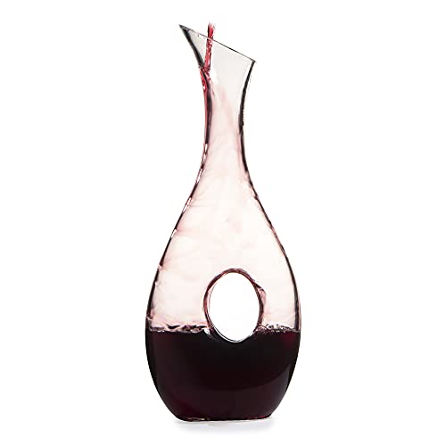 Decantador De Vino De 1.2L | Jarra de vino de vidrio sin plomo | Elegante decantador de vino de cristal alto | M&W