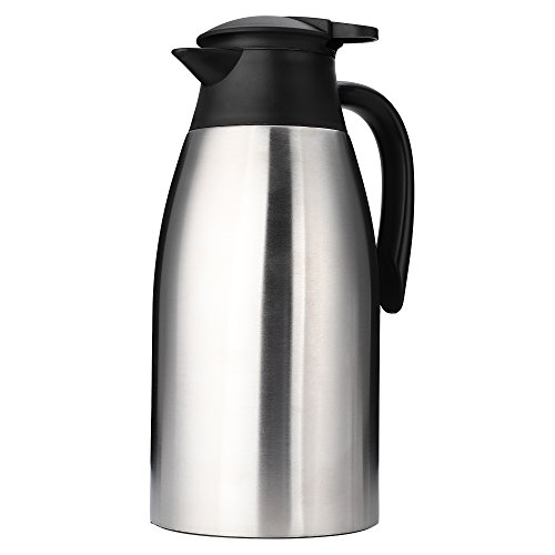 Trusber Jarra de Vacío de Acero Inoxidable 2L, Termos de Café, Aspecto Diseño Elegante, Antigoteo, Doble Aislamiento de Pared, Café, Té, Jugo, Leche, Agua de Calentamiento / Agua Hielo