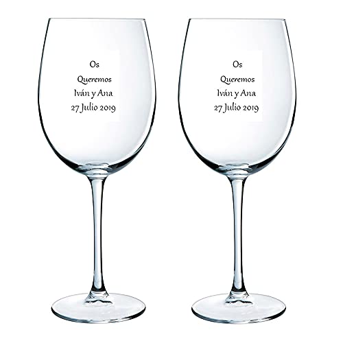 Regalo Personalizable para cumpleaños de Mujer: Copas de Vino de cristal grabadas con el Texto Que tú Quieras