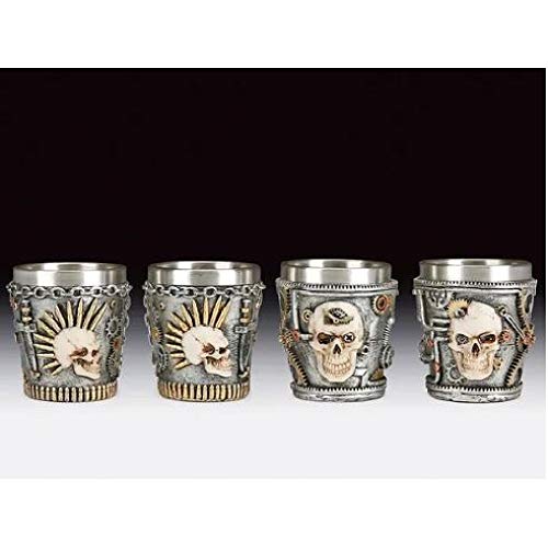 Steampunk - Vasos de chupito (4 unidades), diseño de calavera