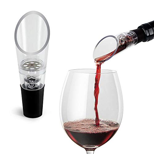 TenTen Labs Aireador de Vino Decantador de Vino (pack de 2) – Pitorro Vertedor de Vino Oxigenador Premium – Caja de Regalo Incluida - Negro