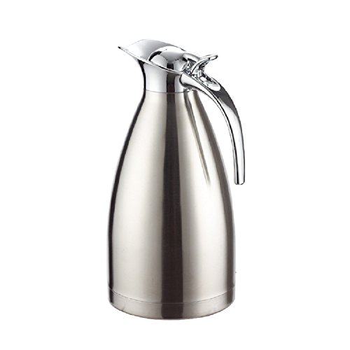 Tikwisdom Botella termo de alta capacidad de 2 l de acero inoxidable de doble pared aislada al vacío jarra de agua para café/té aislamiento caliente y frío (plata)