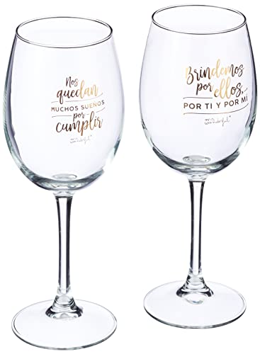 Mr. Wonderful Set de 2 Copas de Vino para Novios: Nos quedan Muchos sueños por Cumplir, 47cl, Multicolor, Talla única, 2