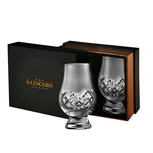 Glencairn - Vaso de whisky de cristal tallado, juego de 2 en caja de presentación