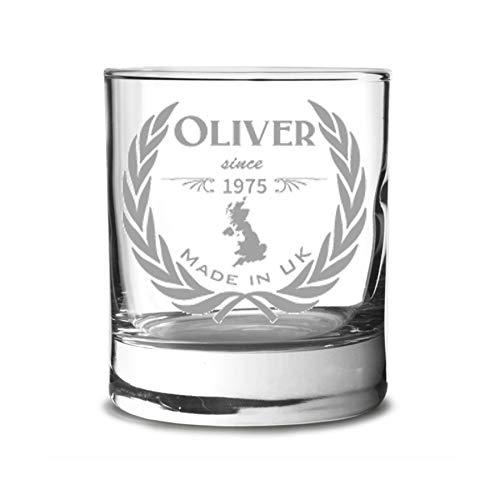 Vaso de whisky personalizado con grabado - Grabado: nombre, año, país
