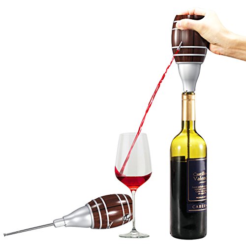 Decantador de Vino Eléctrico Aireador de Vino, Famtasme Dispensador Escanciador de Vino de Sidra en Forma de Barril, con Varilla Telescopic, Nueva Bomba de Gran Capacidad, Portátil y Durable