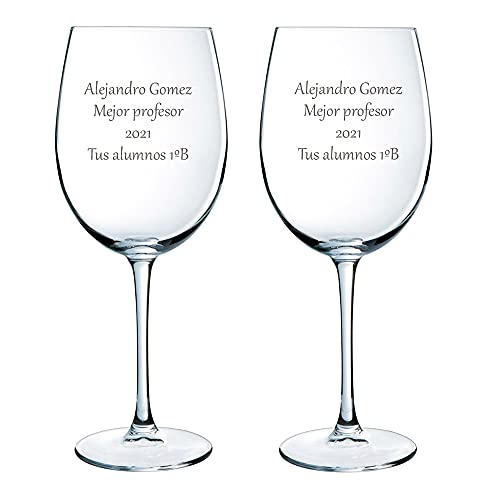 Regalo para profesores personalizable: Copas de vino grabadas con texto (Copas de vino para profesores)