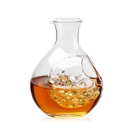 Decantador de whisky con bolsillo de hielo, pequeño decantador de vino de bolsillo de hielo transparente jarra de vidrio para licor, whisky, ron, alcohol