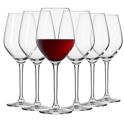 Krosno Pequeño Copas de Vino Tinto | Conjunto de 6 Piezas | 300 ML | Splendour Collection | Perfectos para Uso en Casa, Restaurante y en Fiestas | Apto para Lavavajillas