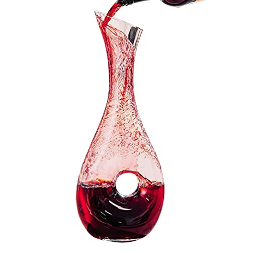 BOQO Decantador Vino, 1200ML Aireador de Rojo Vino,Cristal de Jarra Regalos, Accesorios de Vino