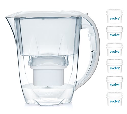 Paquete anual de 12 meses Aqua Optima - Jarra de filtro de agua Oria con 6x cartuchos de filtro de agua de 60 días- Blanca
