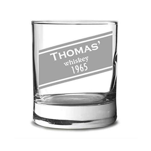 Vaso de whisky personalizado con grabado - Grabado: nombre, año
