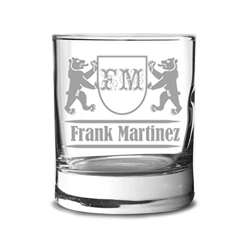Vaso de whisky personalizado grabado - Grabado: monograma, iniciales, nombre, apellido