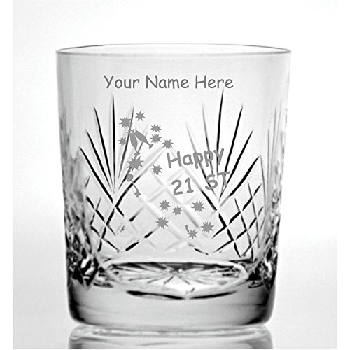 Personalizado grabado corte ml cristal vaso de Whisky con diseño de teclas de 21 cumpleaños