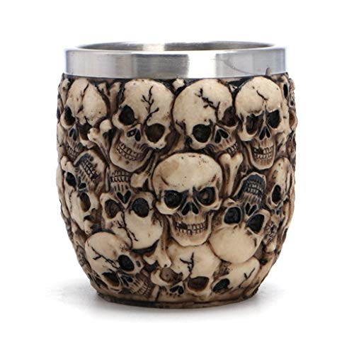SimpleLife Taza de Bebida de Resina de Acero Inoxidable Taza de café Esqueleto de Calavera Decoración de Halloween Multicráneo 7x8.5cm / 2.76' x3.35
