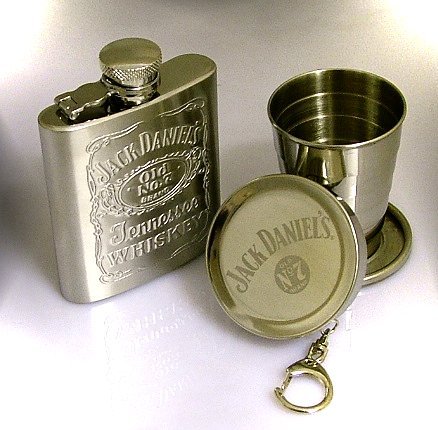 Jack Daniel's Hip Flask with Collapsible Cup