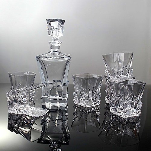 ohemia Whisky de Juego de regalo Crack Cristal Jarra + 6 vasos
