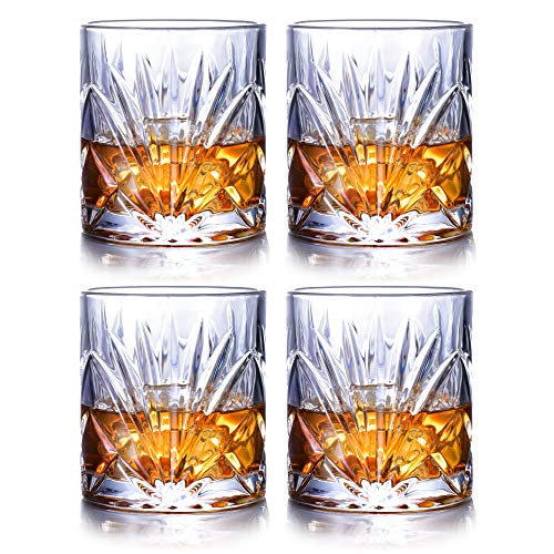 Juego de vasos de whisky, vasos antiguos de cristal de 285 ml, 100 % libre de plomo, set de 2, 4 o 6 313-4