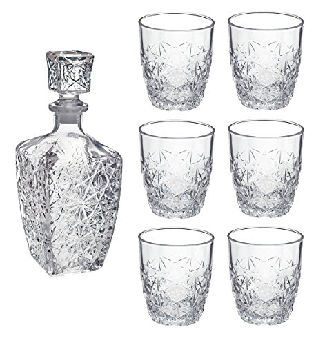 Bormioli Rocco Dedalo - Decantador de cristal (800 ml, 6 vasos, 260 ml) Transparente