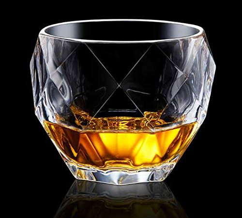 Benbroo - Vaso de cristal para whisky con grabado en forma de diamante y estilo europeo, para whisky escocés, bourbon, whisky