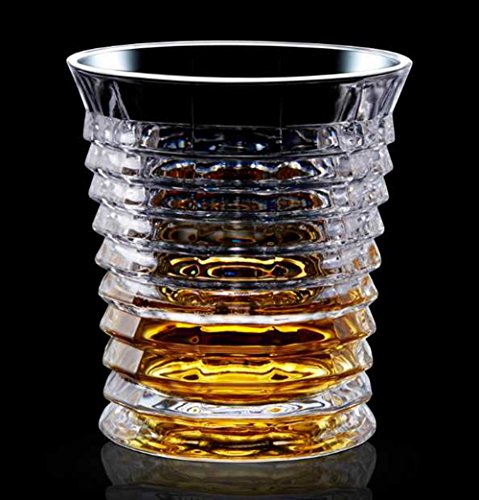 Benbroo - Vaso de cristal para whisky con grabado en forma de diamante y estilo europeo, para whisky escocés, bourbon, whisky