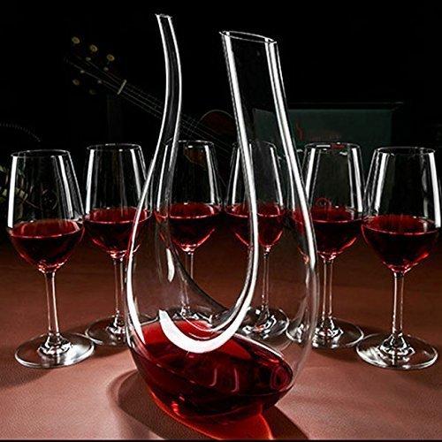 Regalo Clásico para Respirar Vino Accesorios para Vino 1500 ml Jarra de vino Soplada a Mano Cooko Decantador de Vino Aireador de Vino sin Plomo 